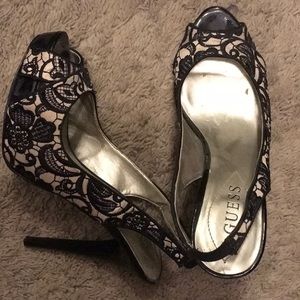 4 inch Guess sling back stilettos
